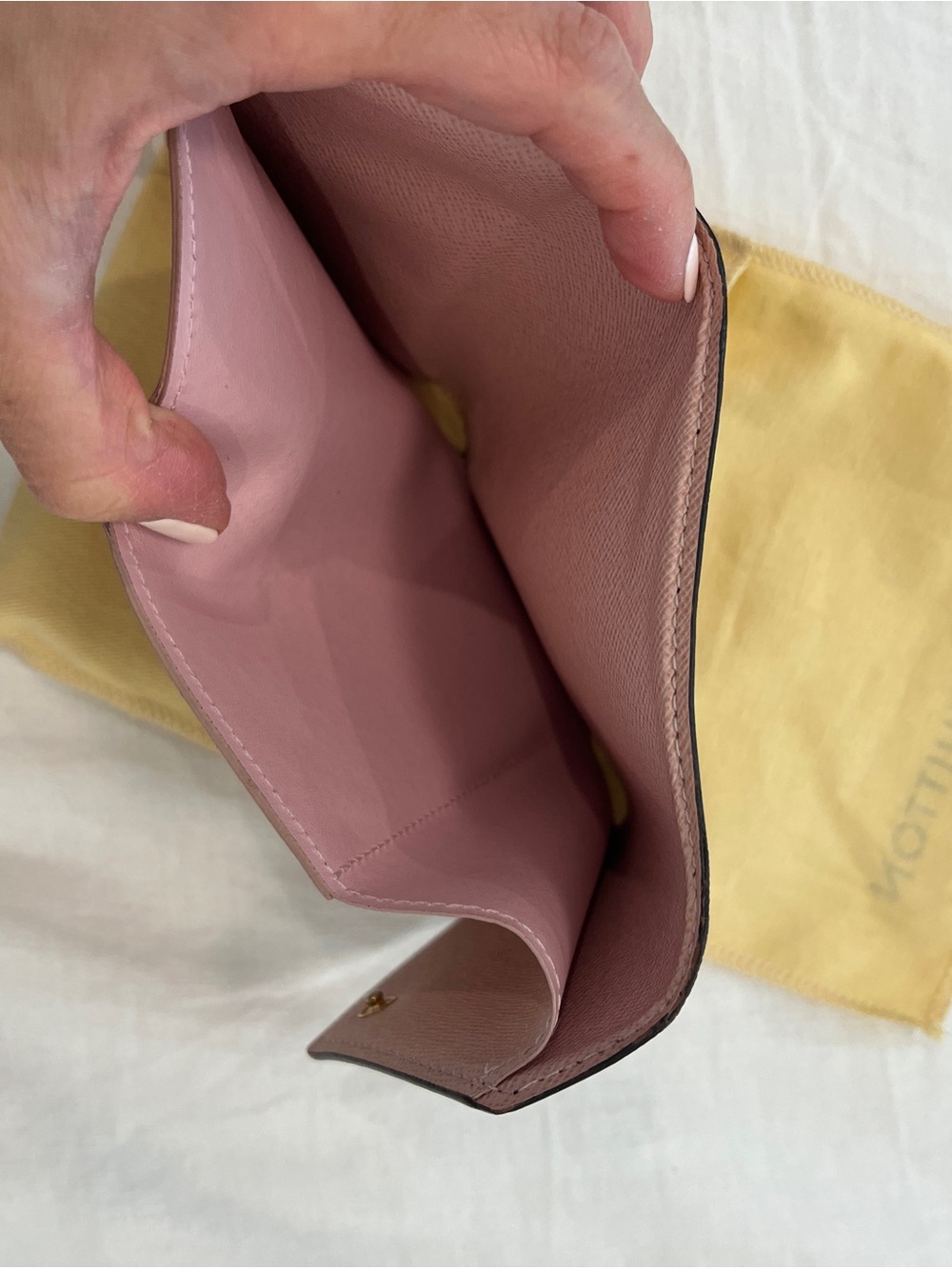 Authentic Louis Vuitton Brown Monogram Victorine Compact Wallet with Pink Trim - Picture 13 of 14